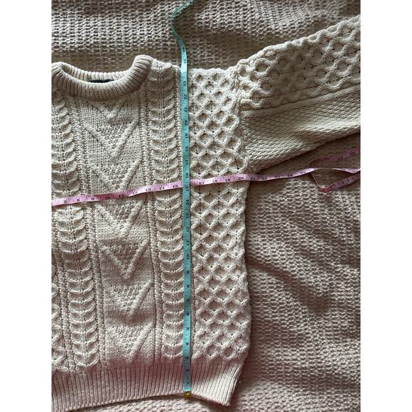 Irish Piper Pure New Wool Aran Fisherman Sweater Medium Made in U.K. - Picture 4 of 7
